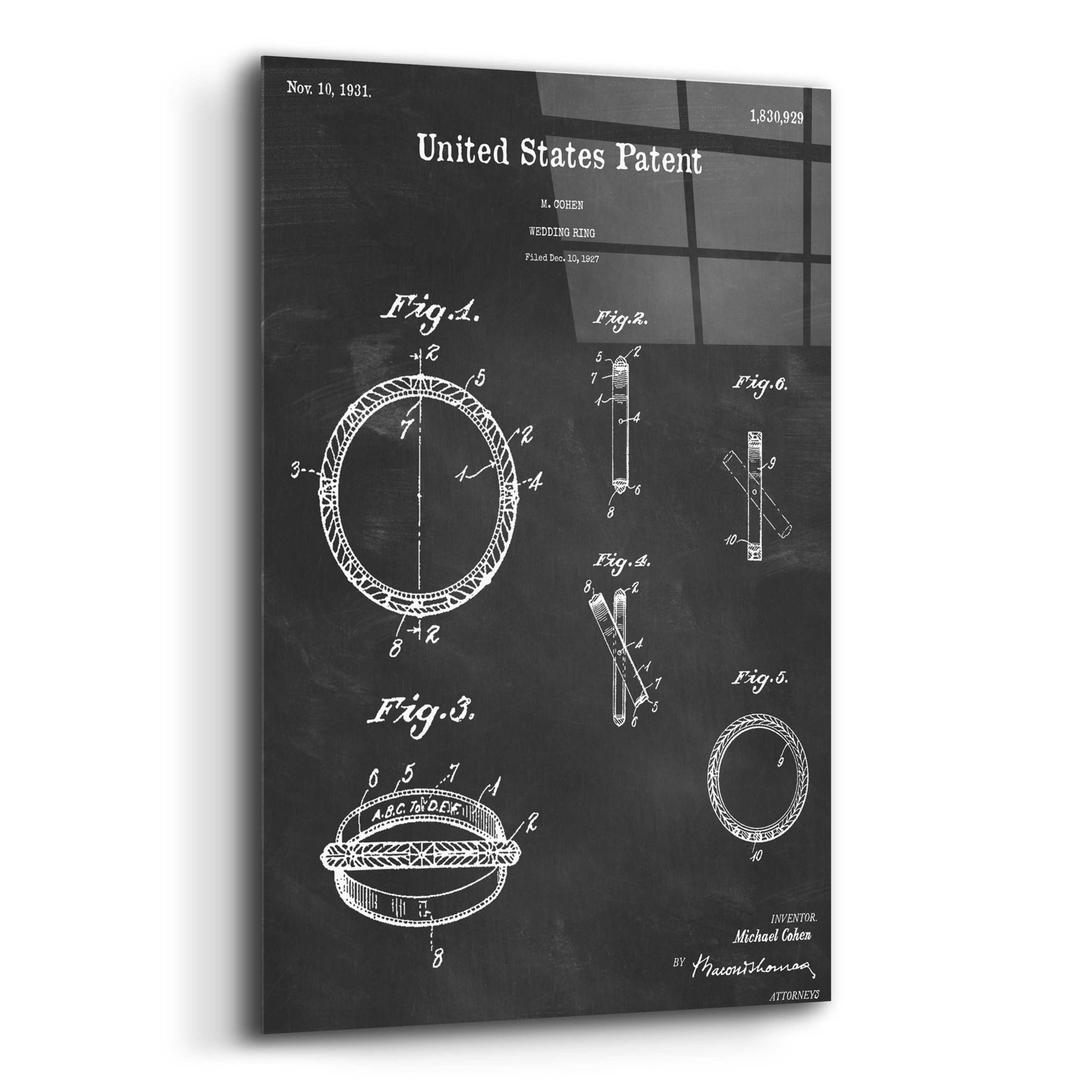 17 Stories Wedding Ring Blueprint Patent Chalkboard - Graphic Art on ...