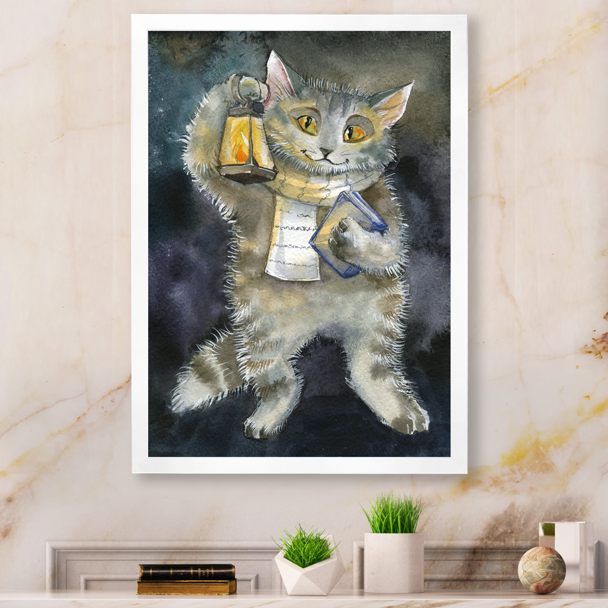 Trinx Cartoon Illustration Ofcat With Lantern Cartoon Illustration Of ...