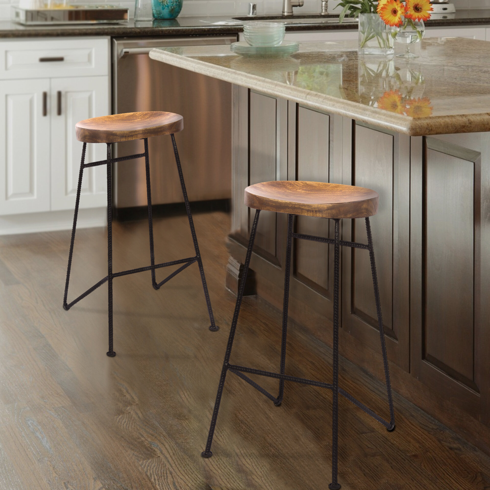 Union Rustic Travon Solid Wood 28 Bar Stool Reviews Wayfair