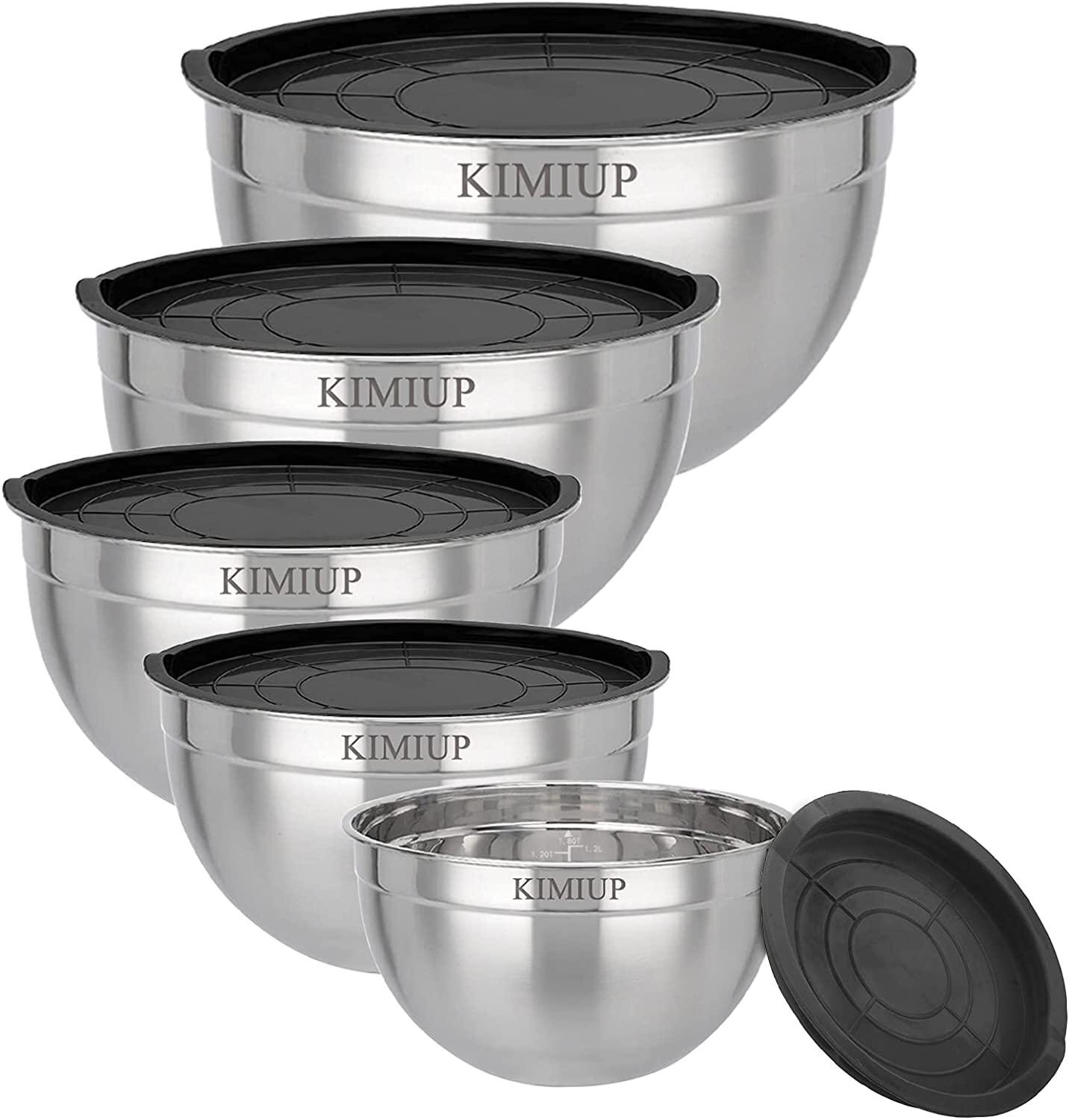 Spicymedia Mixing Bowls With Lids Set Of 5 Stainless Steel Mixing Bowls For Kitchen Cooking Baking Mixing And Food Storage Extra Deep For Generous Servings Stackable Size 5 3 4 5 3 5 2 5 2qt Set Of 5 Wayfair