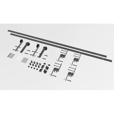 Straight Z Bracket Bypass Track Barn Door Hardware Kit