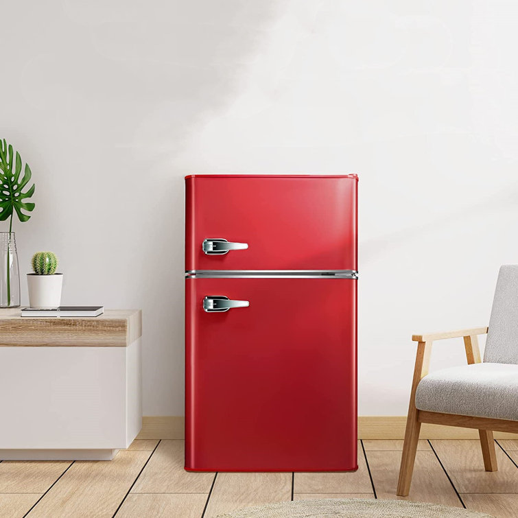 R.W.FLAME Double Door 3.2 Cubic Feet cu. ft. Compact Refrigerator Mini  Fridge with Freezer
