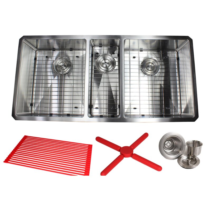Ariel Premium Stainless Steel 42 L X 20 W Undermount Kitchen Sink With Sink Grid And Drain Assembly