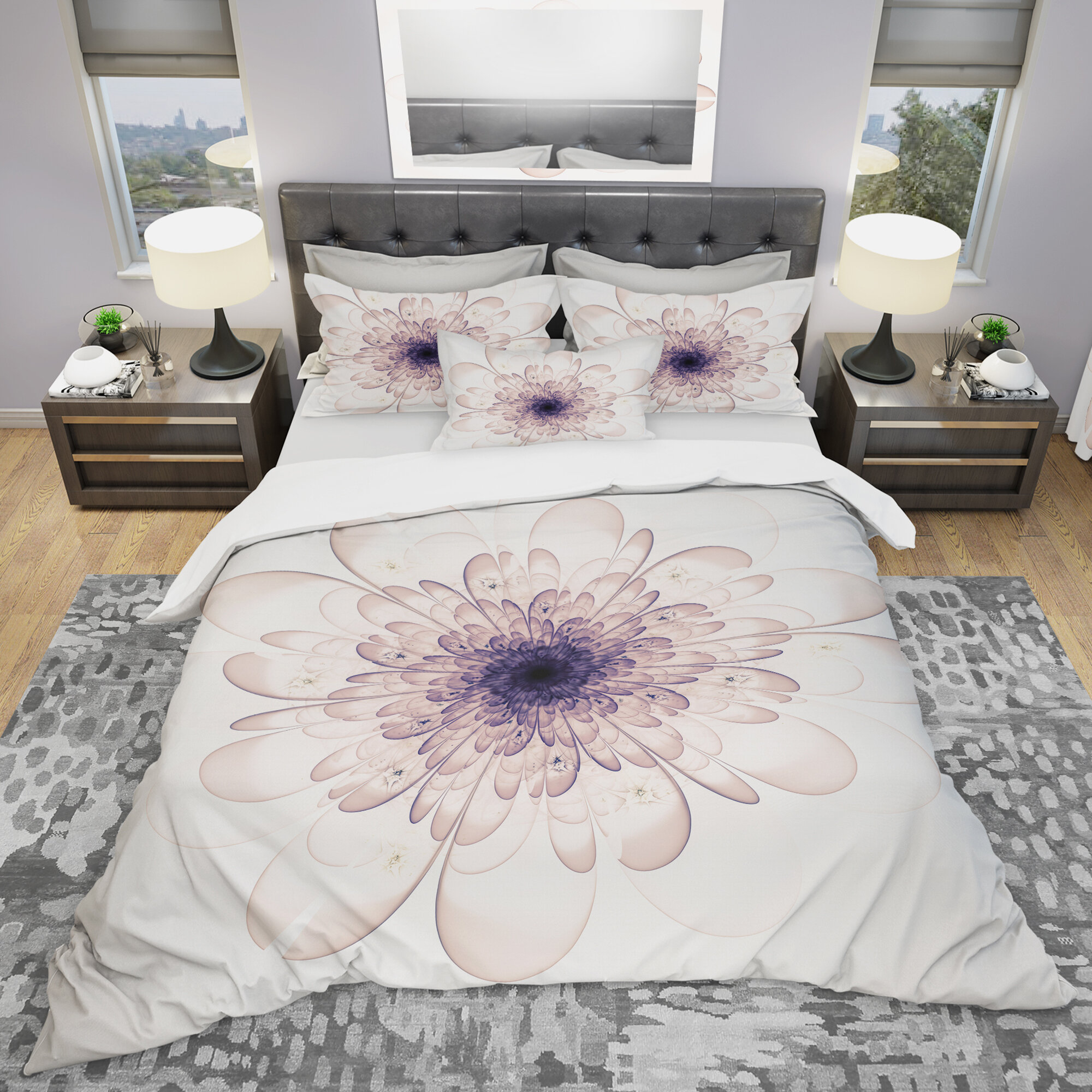 East Urban Home Perfect Glowing Fractal Flower Duvet Cover Set