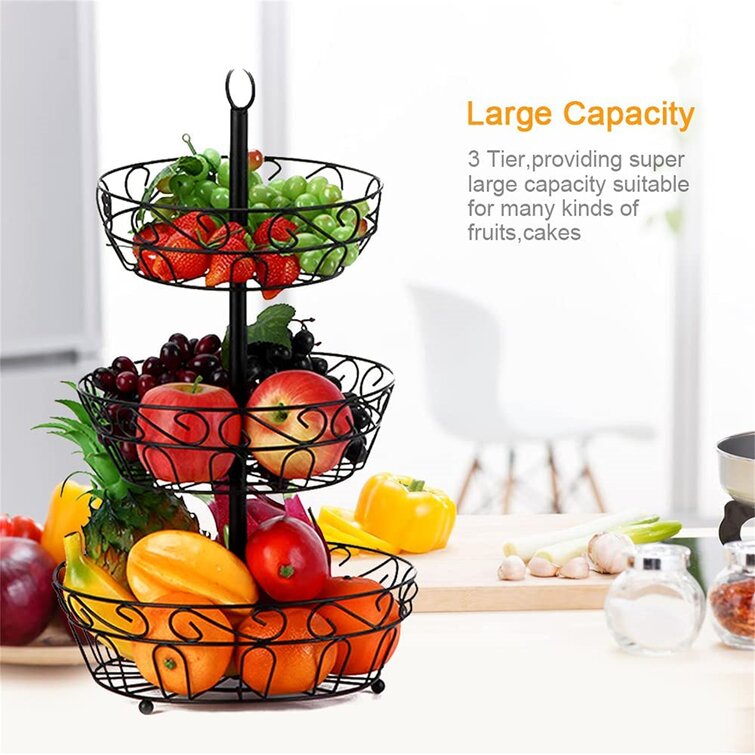 3 Tier Fruit Vegetable Basket Snacks Cupcake Display Rack Tray Storage Holder UK 