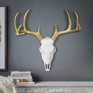 White/Rose Gold Near and Deer Faux Taxidermy Deer Skull Wall Mount 