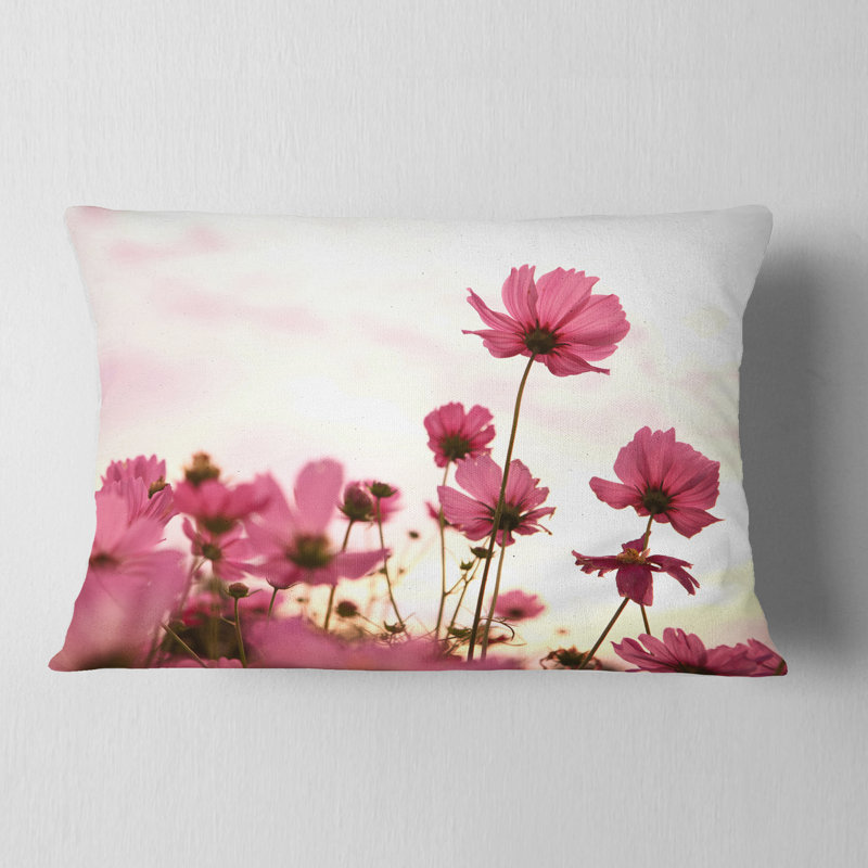East Urban Home Floral Cosmos Flowers Meadow At Sunset Lumbar Pillow Wayfair