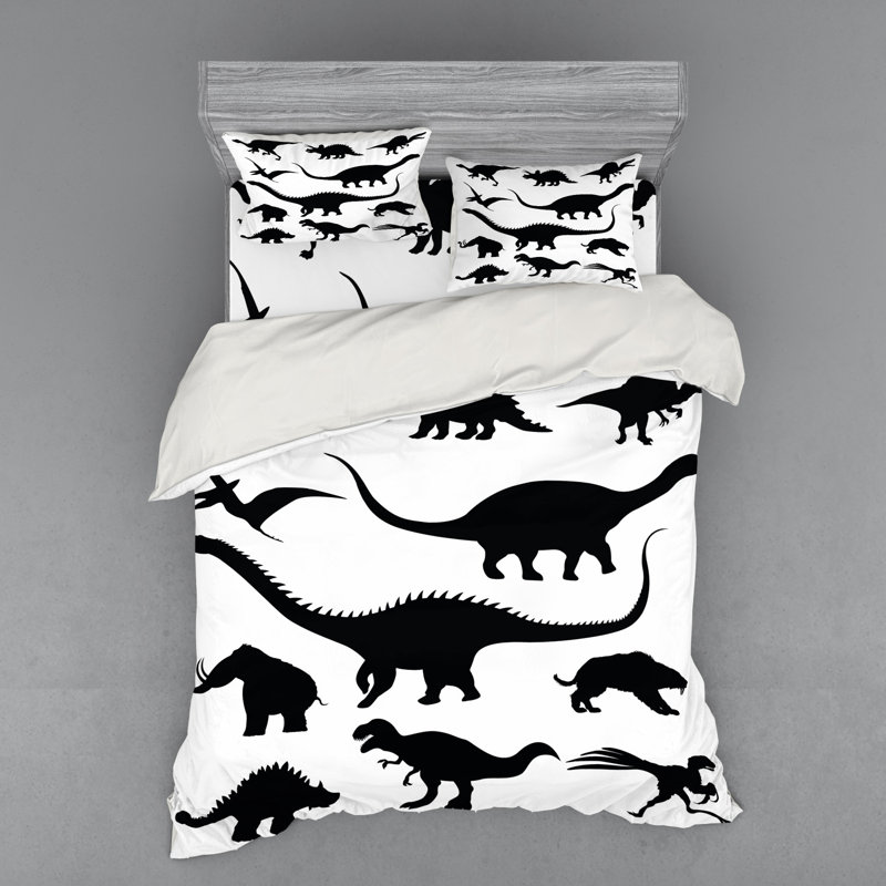 monochrome dinosaur bedding