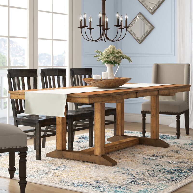 ian extendable solid wood dining table