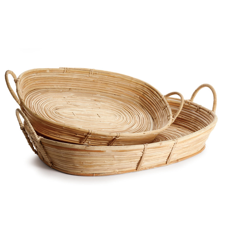 Sinha Cane Rattan 2 Piece Ottoman Coffee Table Tray Set Joss Main