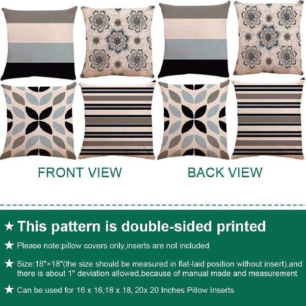 18” Geometric Decoration Cotton Linen Pillow Case Cushion Cover Home Decor 
