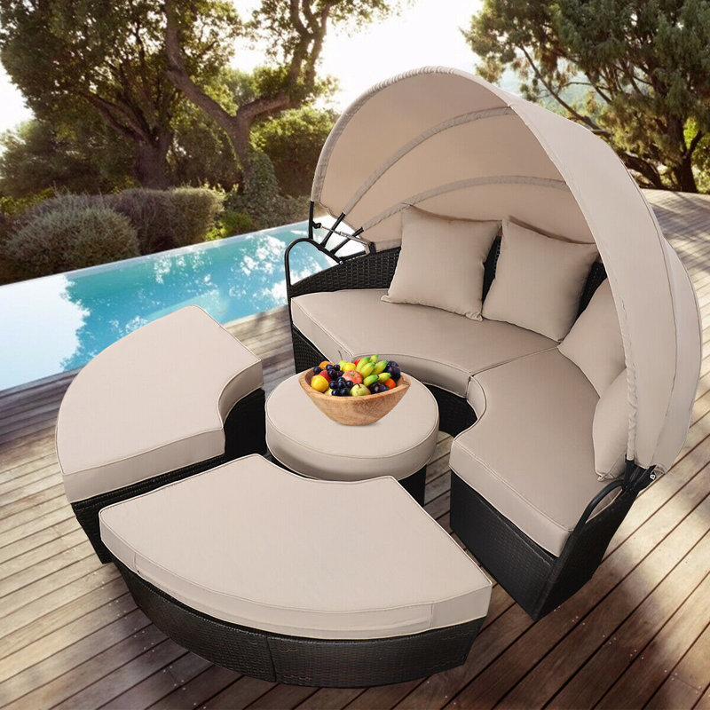 Bay Isle Home Noor Outdoor Mix Brown Rattan Patio Sofa Furniture