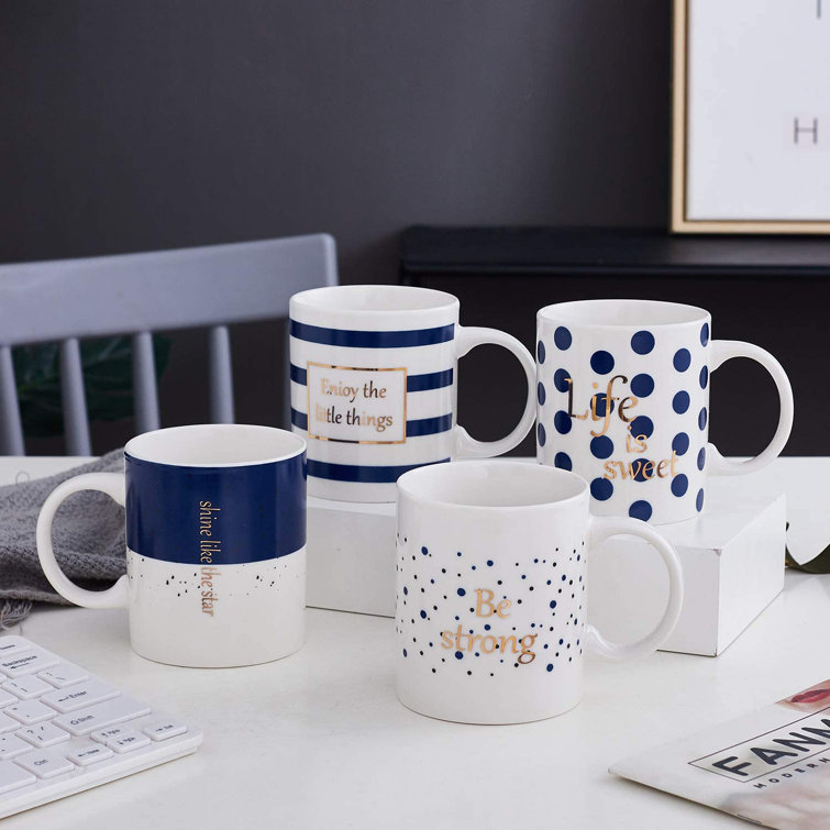 Black Dots Mugs Set of 4 Bone China Black Mugs Hand Decorated in UK Black Dots Mugs Set of 4 Bone China Black Mugs Hand Decorated in UK