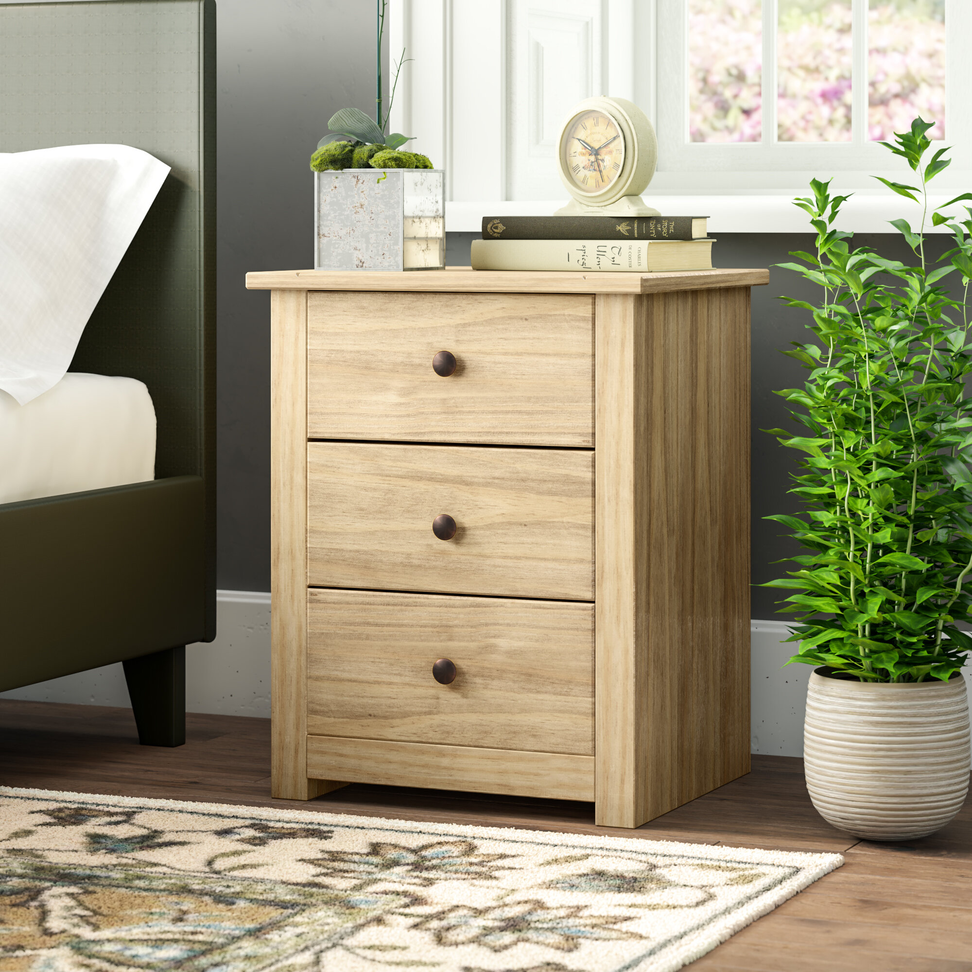 Natur Pur Weiss 3 Drawer Bedside Table Reviews Wayfaircouk