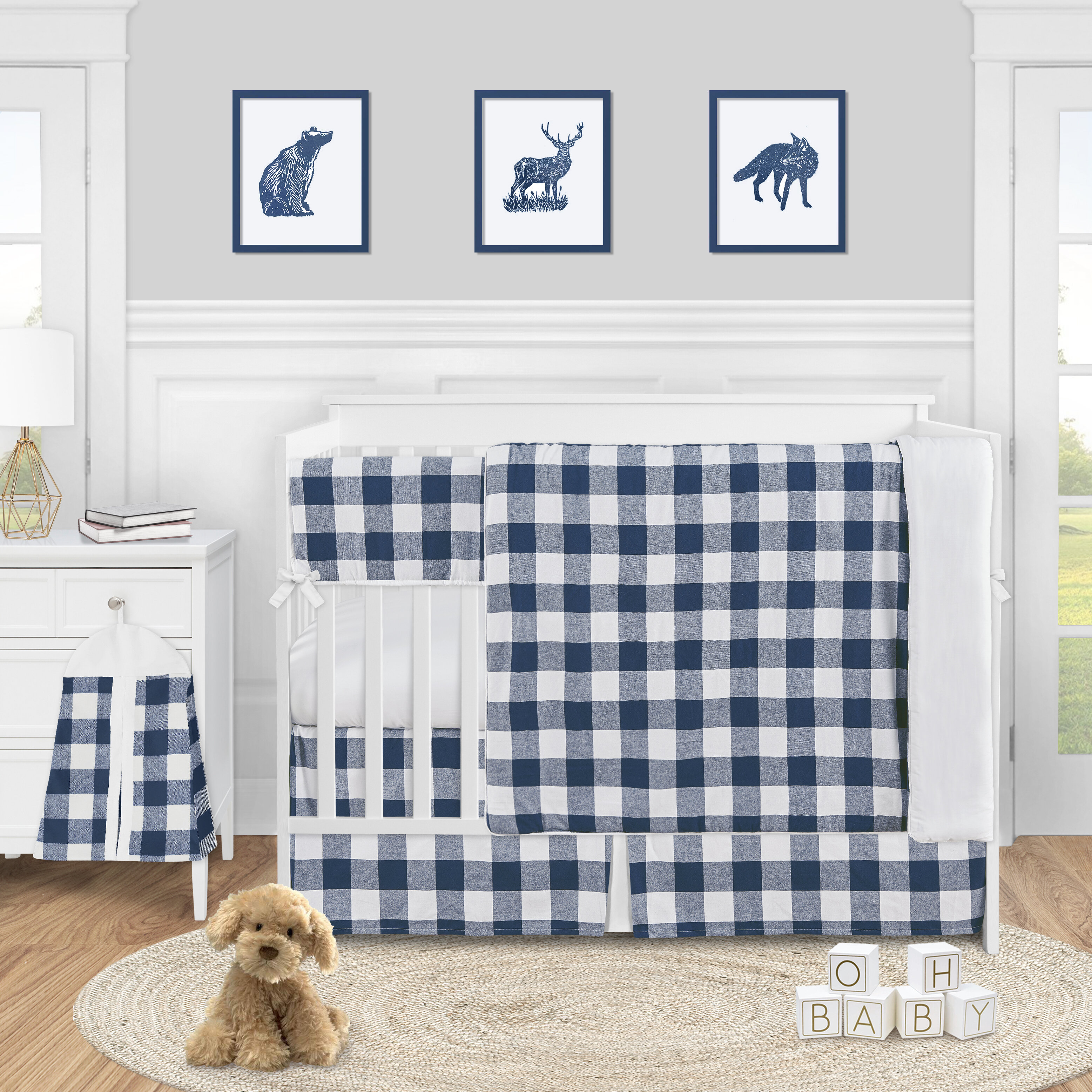 dark blue crib sheet