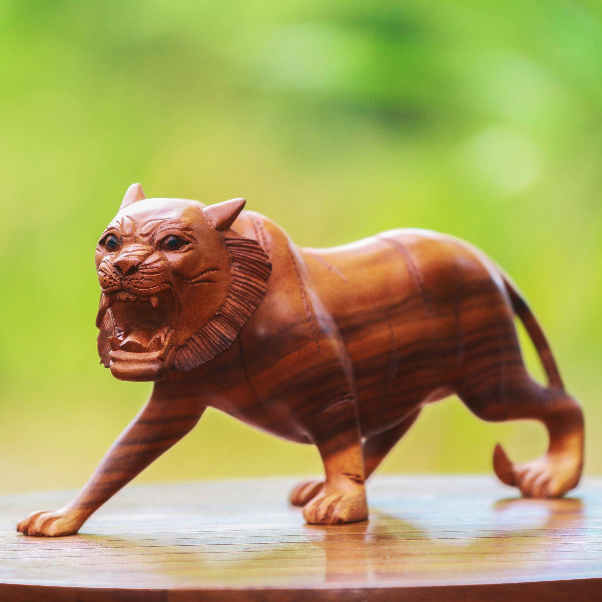 World Menagerie Toronto Harimau Roar Wood Figurine Wayfair