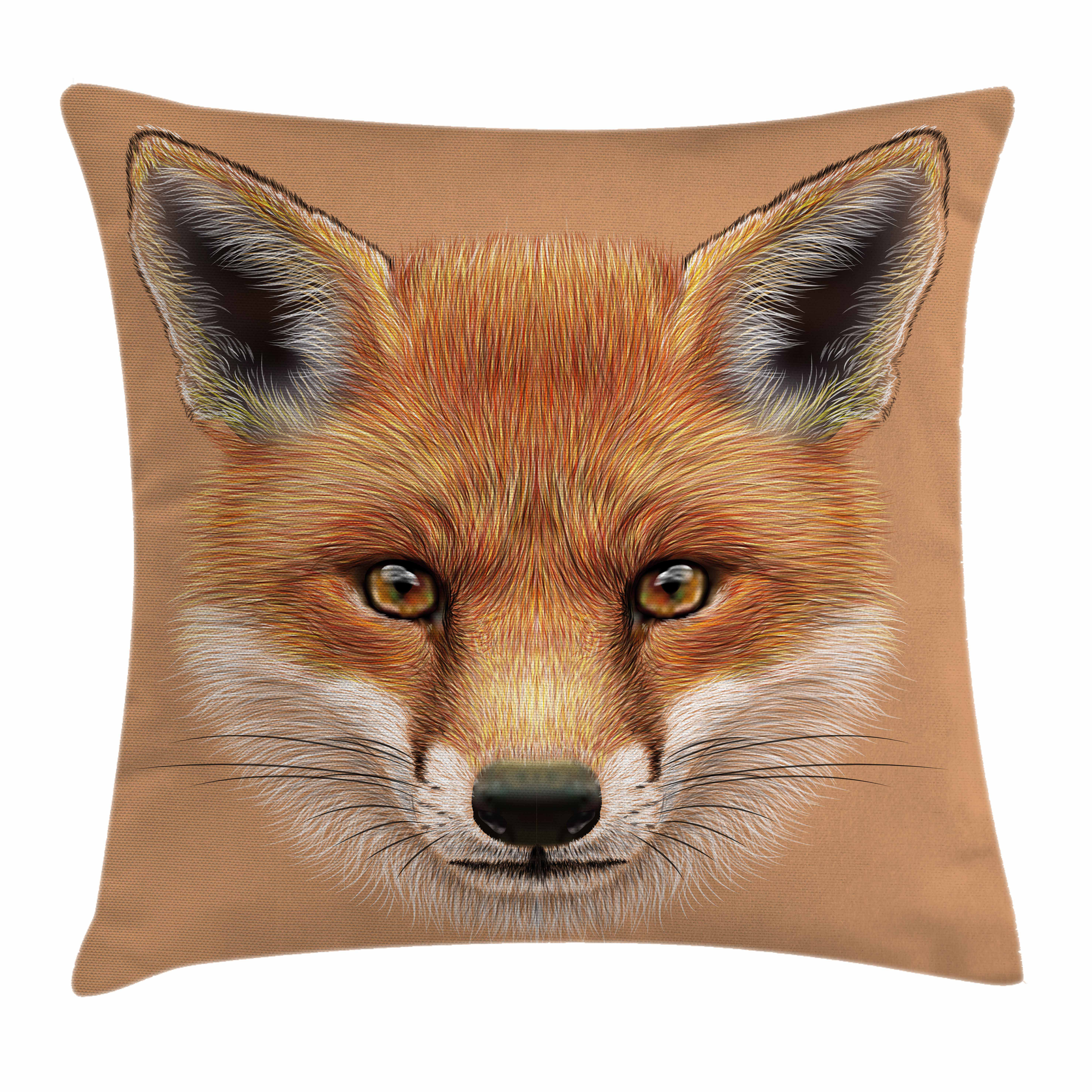 East Urban Home Fox Cute Fluffy Face Forest Square Pillow Cover