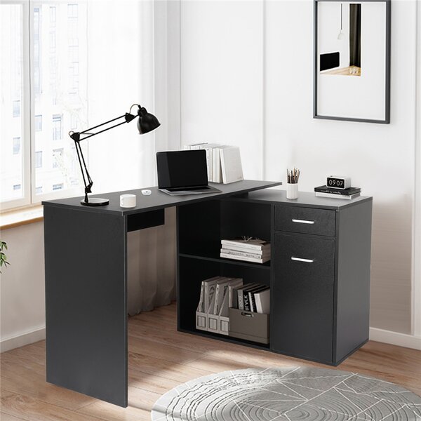 Details about   Wooden Study Computer Corner Desk With Drawer 