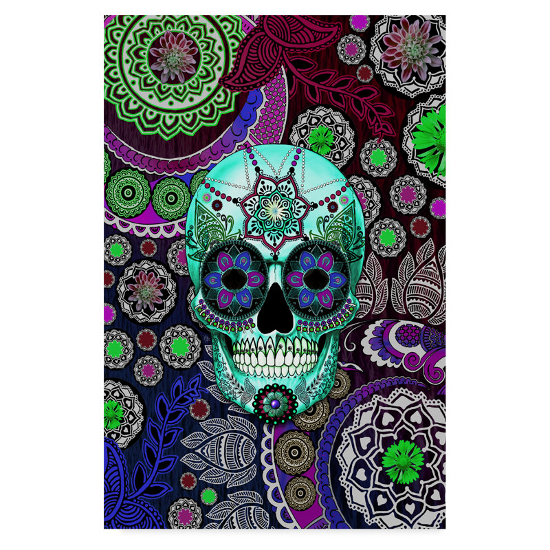 Trademark Art Sugar Skull Sombrero Night Acrylic Painting Print On Wrapped Canvas Wayfair Ca
