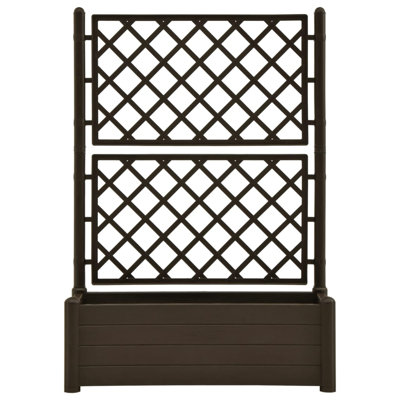 vidaXL Garden Raised Bed with Trellis, Raised Bed for Flowers and Plants, Planter with Drainage Hole, Outdoor and Indoor Use, PP