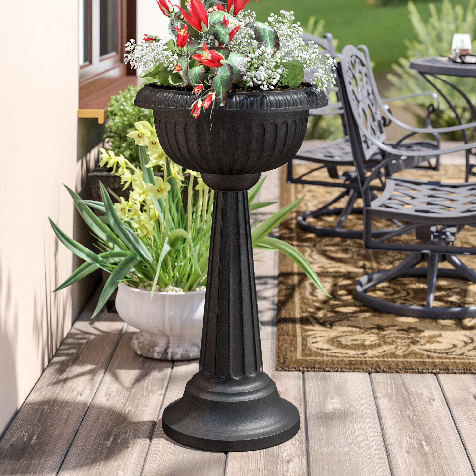 32 In Tall Greek Pedestal Garden Urn Planter Flower Plant Pot Outdoor Home Decor Hlpsocialsquare Com