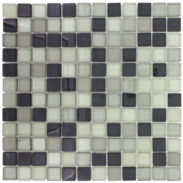 Mosaictileoutlet Stacked Squares Glossy 1 X 1 Glass Mosaic Tile In Gray White Wayfair