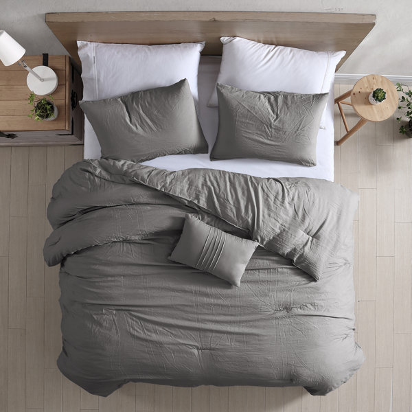 The softy dark gray bed set. charcoal grey comforter set
