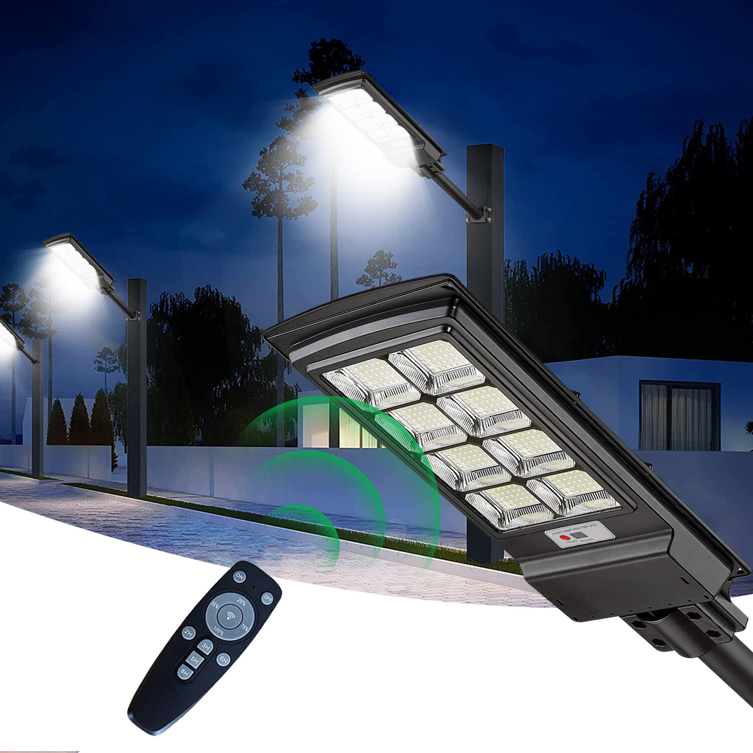 US 60 LED Solar Dimmable Wall Street Light PIR Motion Sensor Outdoor Garden Lamp