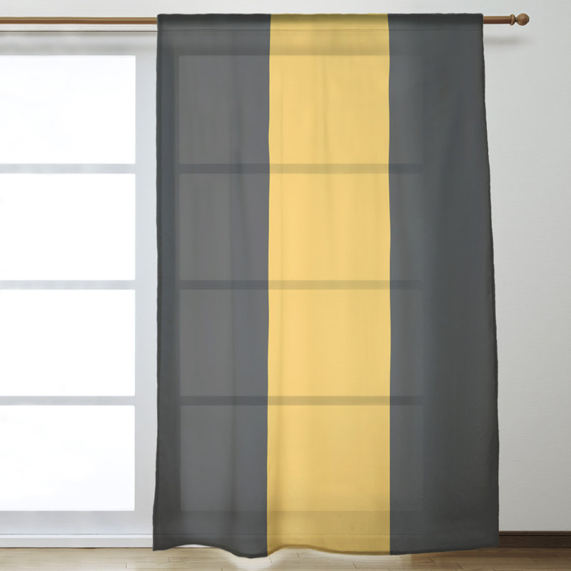 Artverse National Hockey Stripes Nhs Pittsburgh Sheer Rod Pocket Single Curtain Panel Wayfair