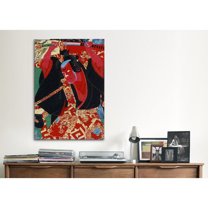 World Menagerie Japanese Samurai Painted Woodblock Painting Print