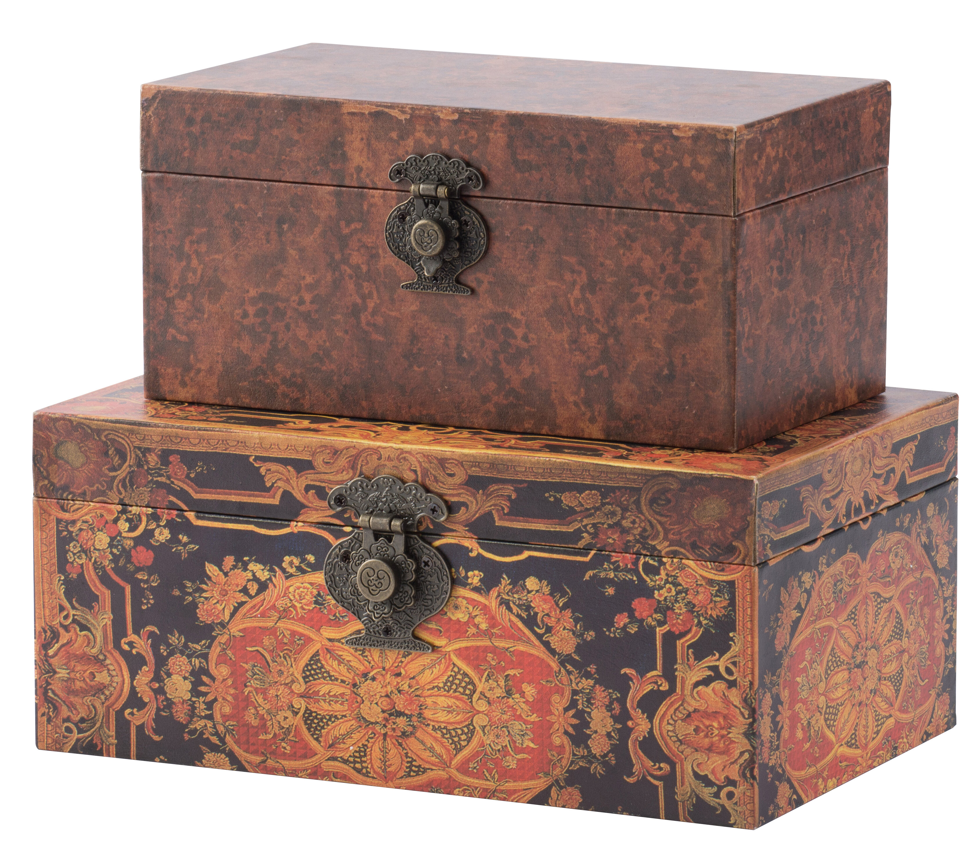 Decorative Wine Box Wood covered with intricately designed Brass sheet. 
