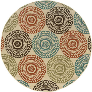 Round Outdoor Rugs You Ll Love Douane Orange Brown Area Rug
