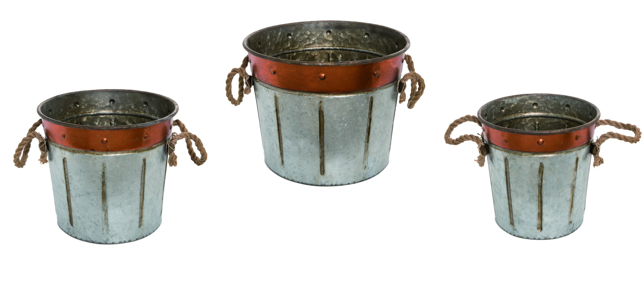 Gracie Oaks Harvest 3 Piece Metal Bucket Set Wayfair