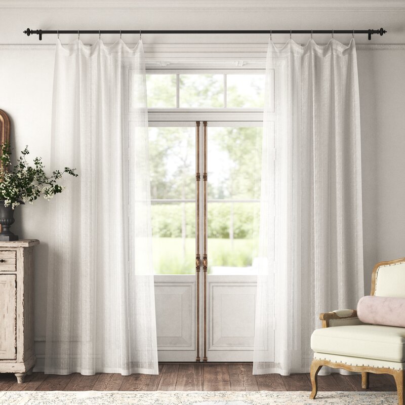 Kelly Clarkson Home Drum Striped Sheer Rod Pocket Single Curtain Panel ...