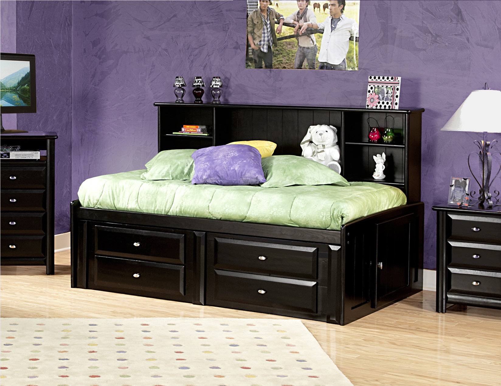 Harriet Bee Eldon Twin Bed With Bookcase And Storage Wayfair