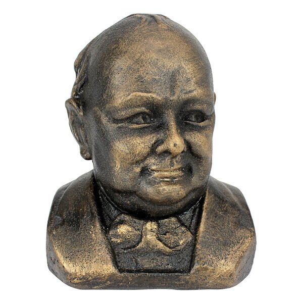 Museum White Finish Winston Churchill Bust Statue 