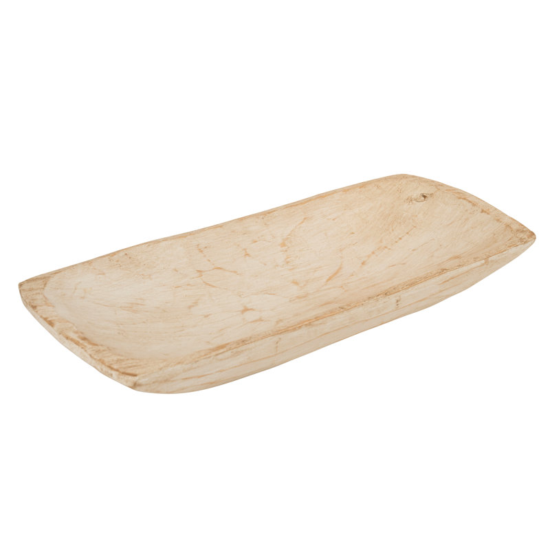 Tymvou Wood Rectangle Contemporary Decorative Bowl In Antique White