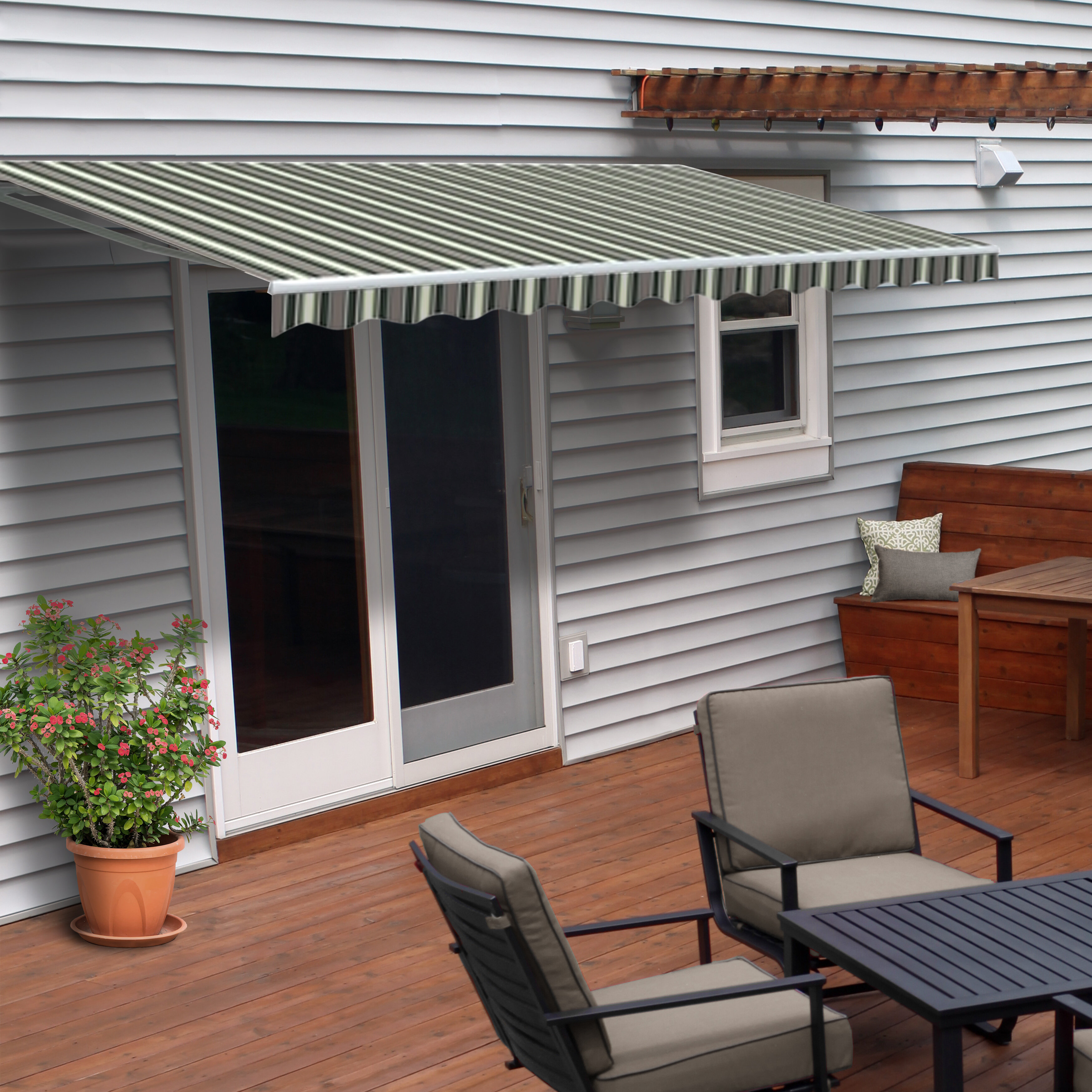 Aleko 10 W X 8 D Fabric Retractable Standard Patio Awning