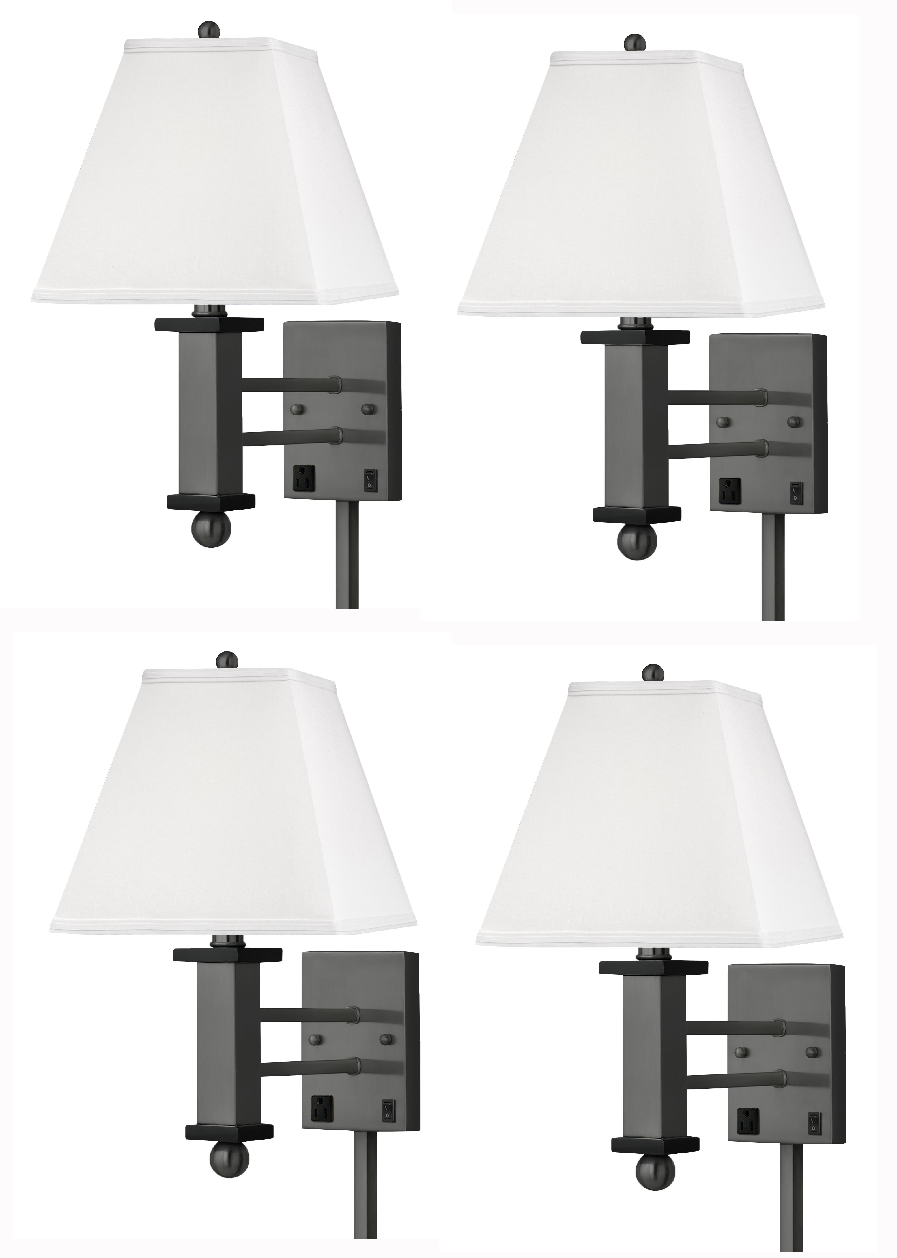 Medallion Lighting Gunmetal Square Post 1 Light Plug In Black Accents Armed Sconce Wayfair