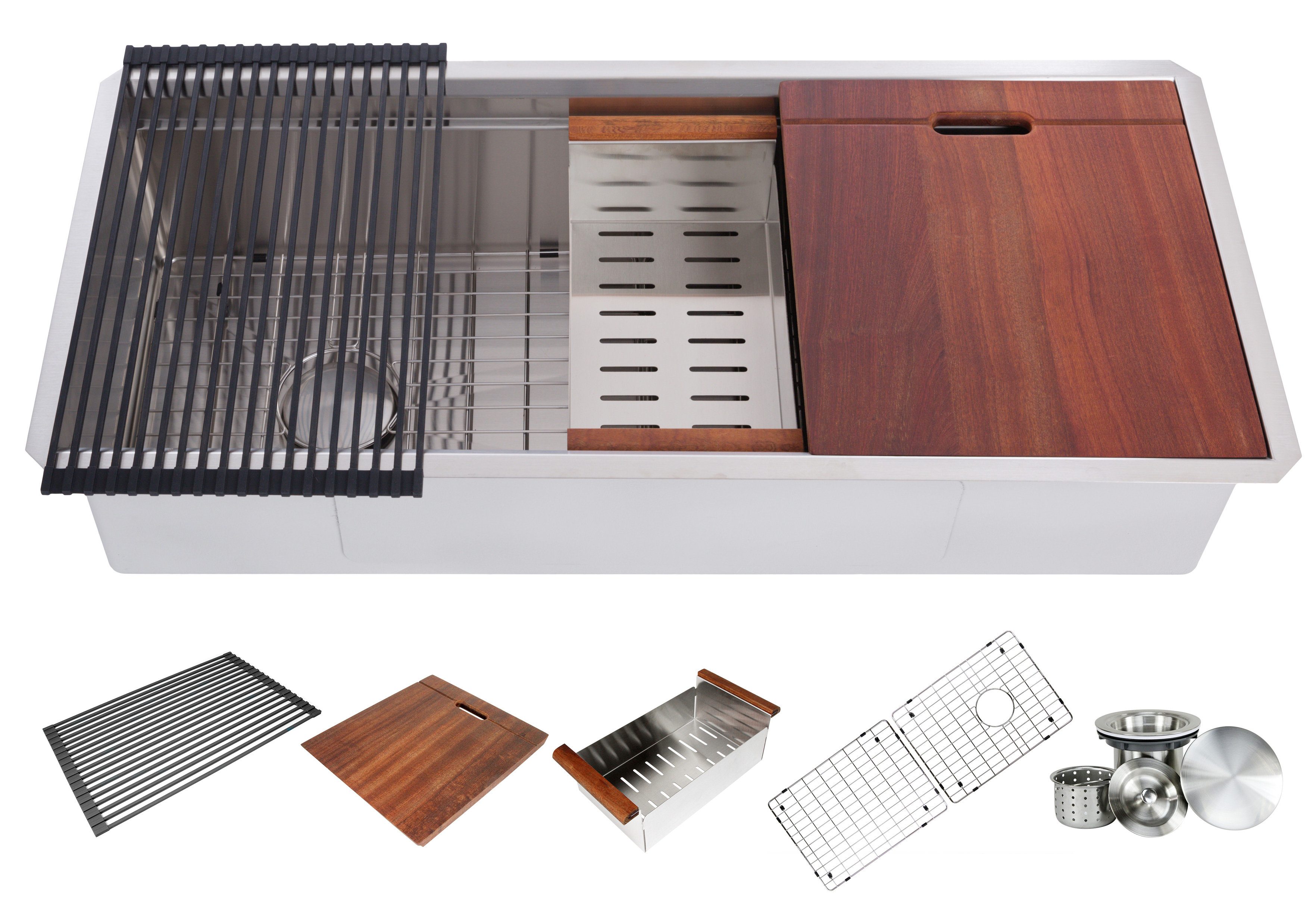 eModern Decor CozyBlock 42" L x 19" W Undermount Kitchen Sink With