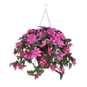 Artificial Clematis Hanging Plant in Square Basket