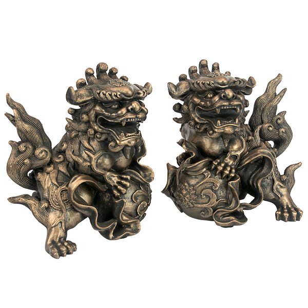 Chinese old collection of bronze male and female statues adorn the tabletop 