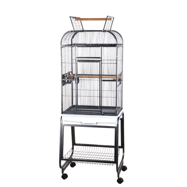 round bird cage and stand