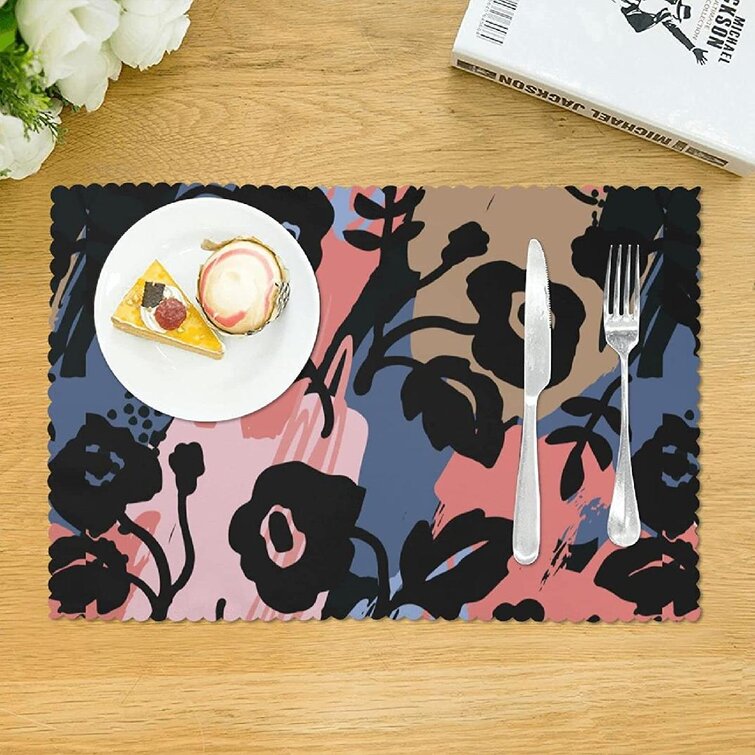 Placemats Flower Woman Heat Stain Resistant Non-Slip Place Mats for Kitchen Dining Table 12 x 18 Inch 4 Pc