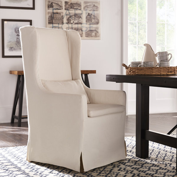 skirted wingback chair