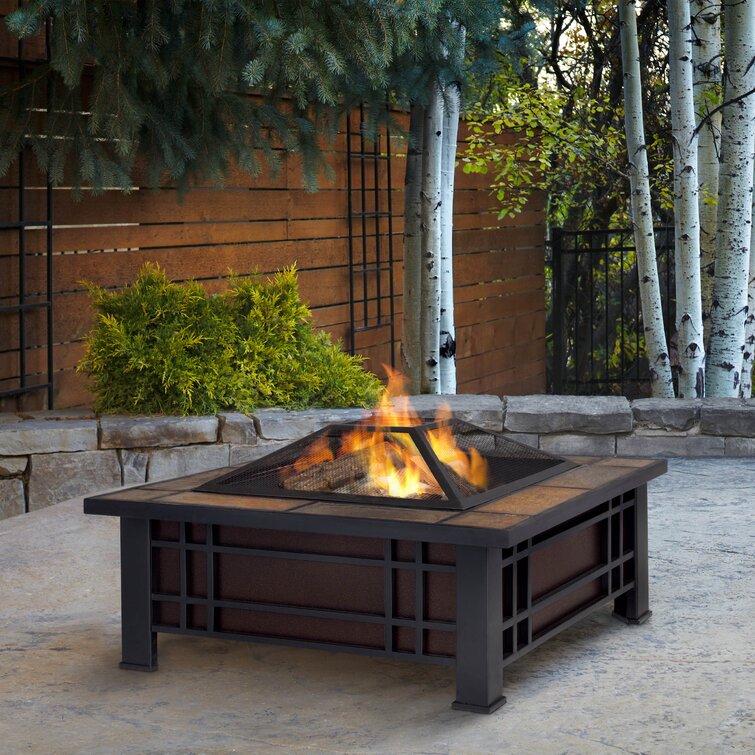 Real Flame Morrison Steel Wood Burning Fire Pit Table Reviews Wayfair