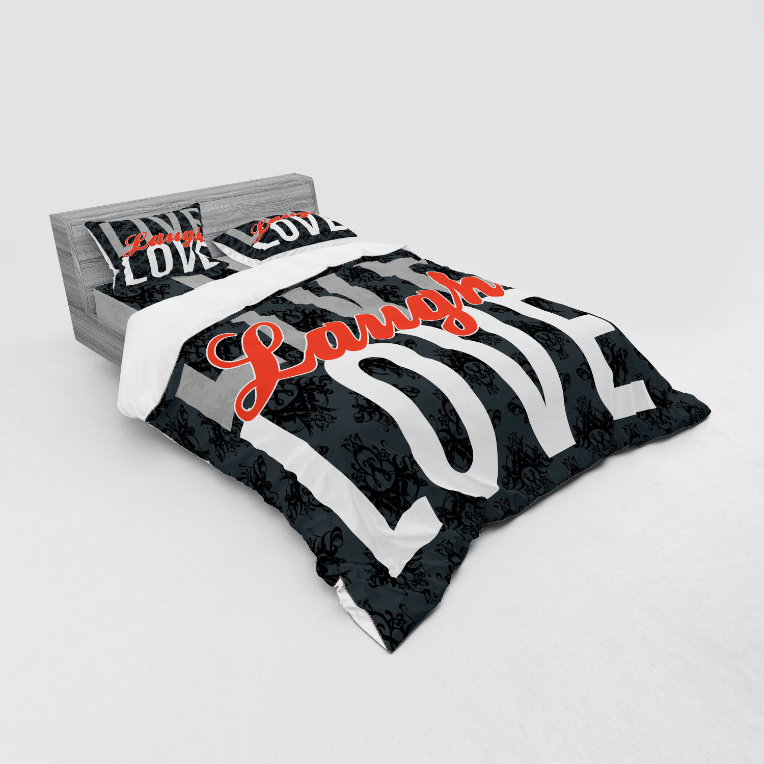 Signature Written Slogan Printed Duvet Quilt Bedding Cover Set