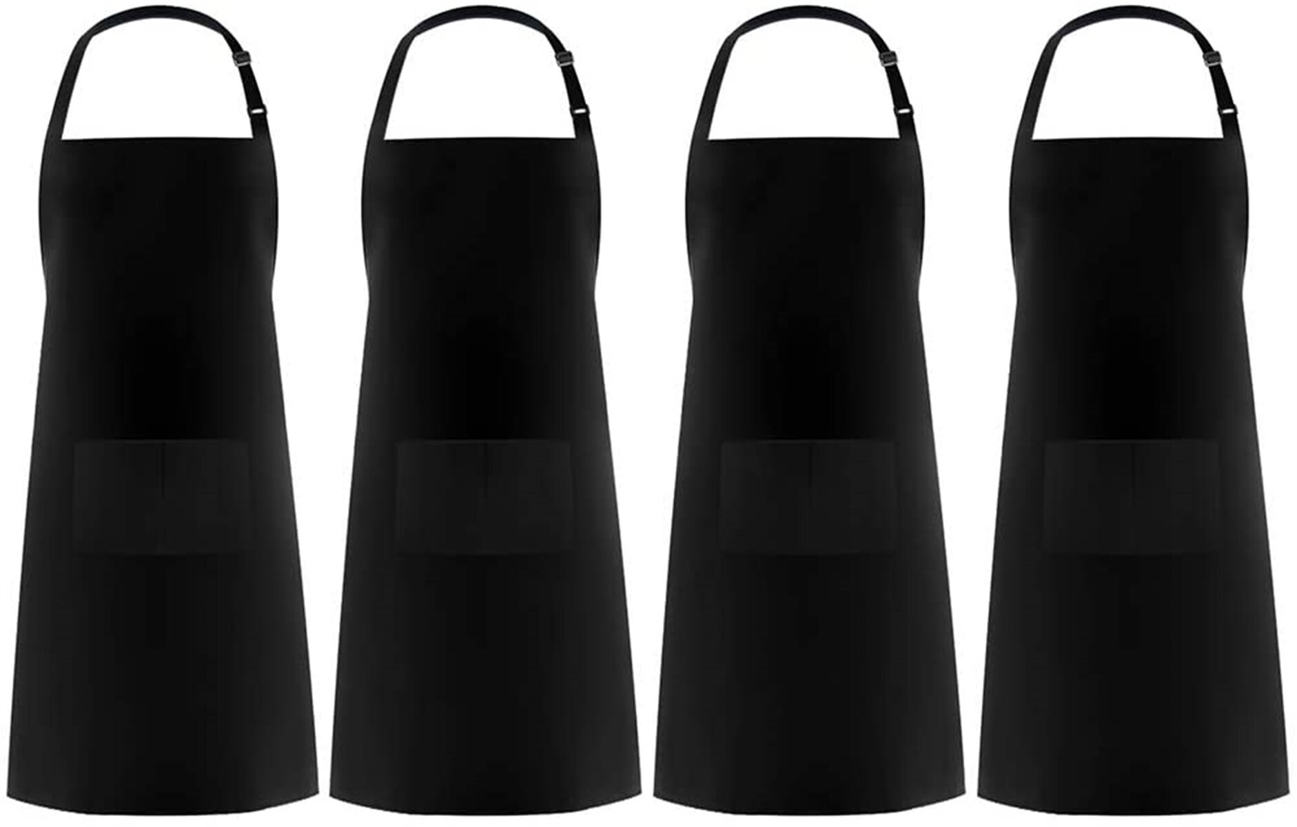 Professional Bib Aprons,12 Pack Bib Aprons with 2 Pockets Unisex Cooking Kitchen Aprons for Chef Couple BBQ Painting,Black
