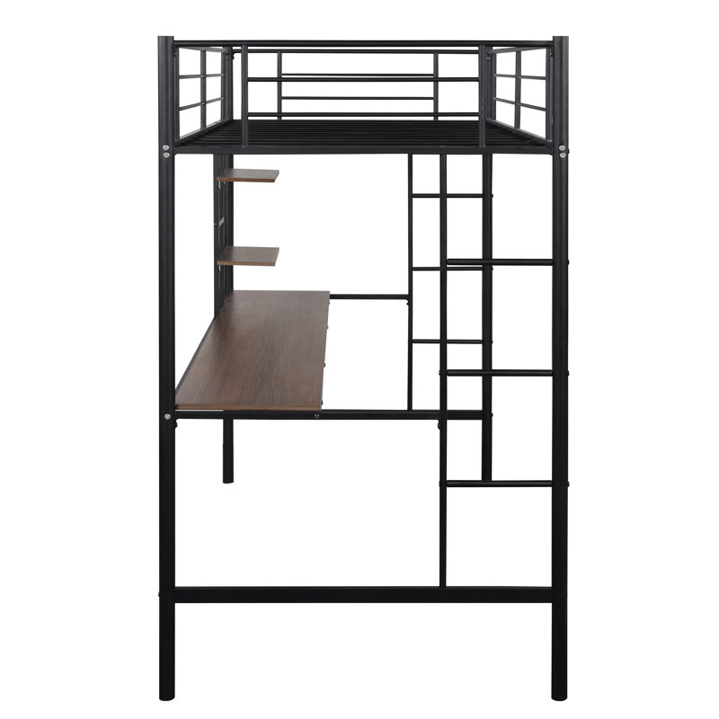 Isabelle Max Tradera Twin Loft Bed With Desk And Shelves Wayfair Ca