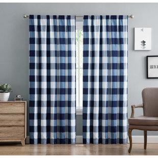 Navy Buffalo Plaid Curtains Wayfair Ca